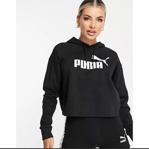 Women’s Essential PUMA Logo Long Sleeve Cropped Hoodie Size Large